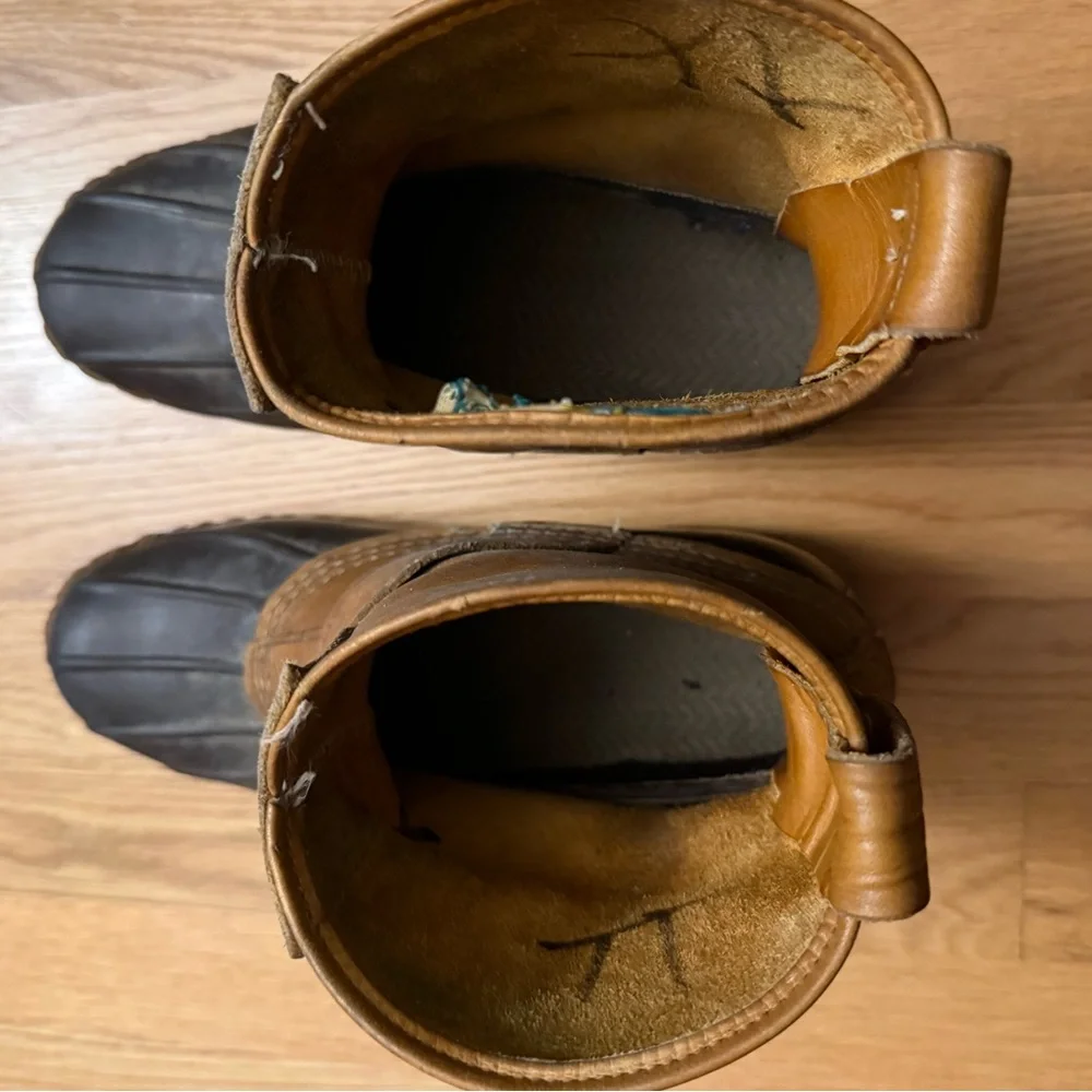 L.L. Bean Brown Leather and Dark Brown Rubber Duck Boots